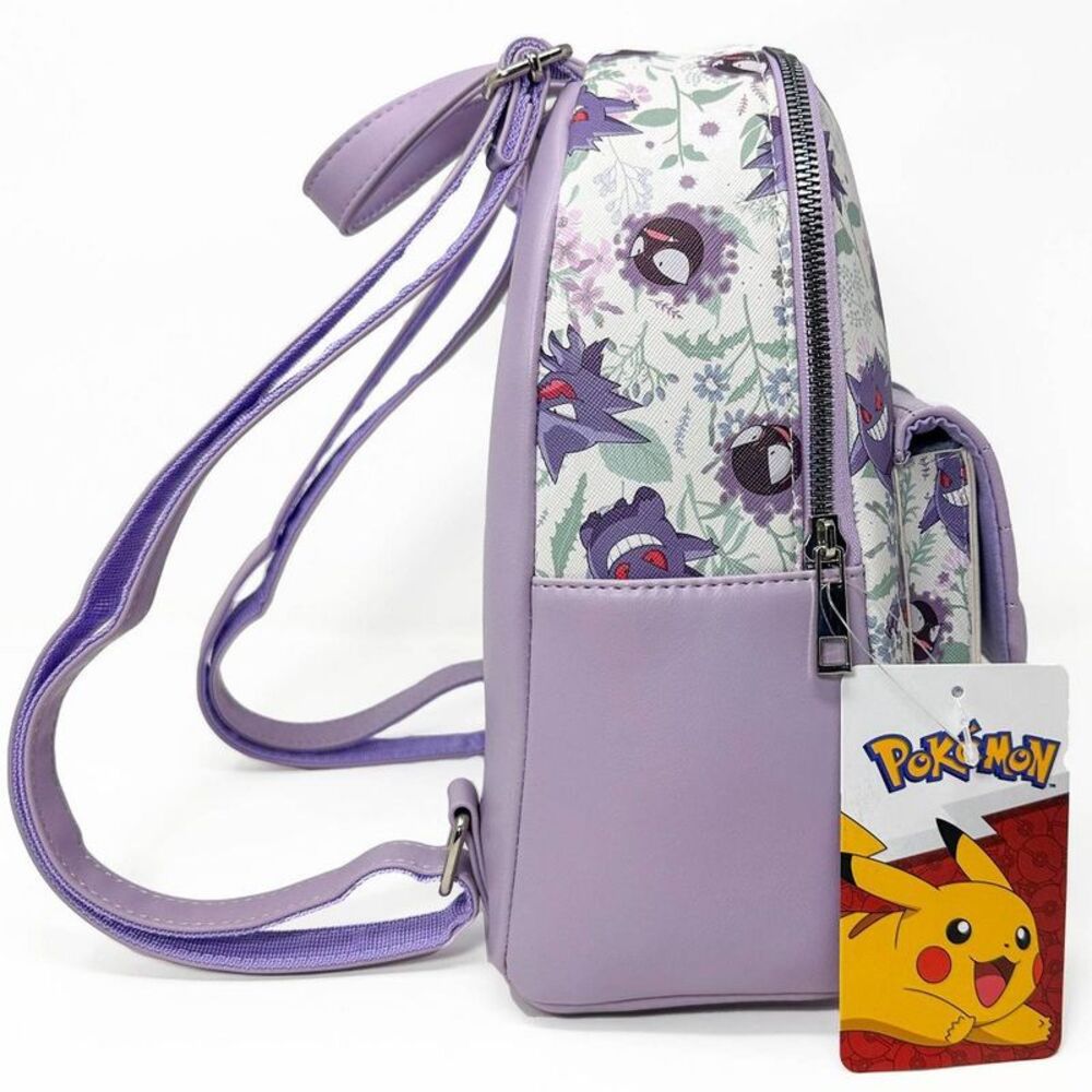 Pokemon - Pokémon Gengar Print 11" Mini Backpack Purse - Whi White/Purple - Picture 3 of 4